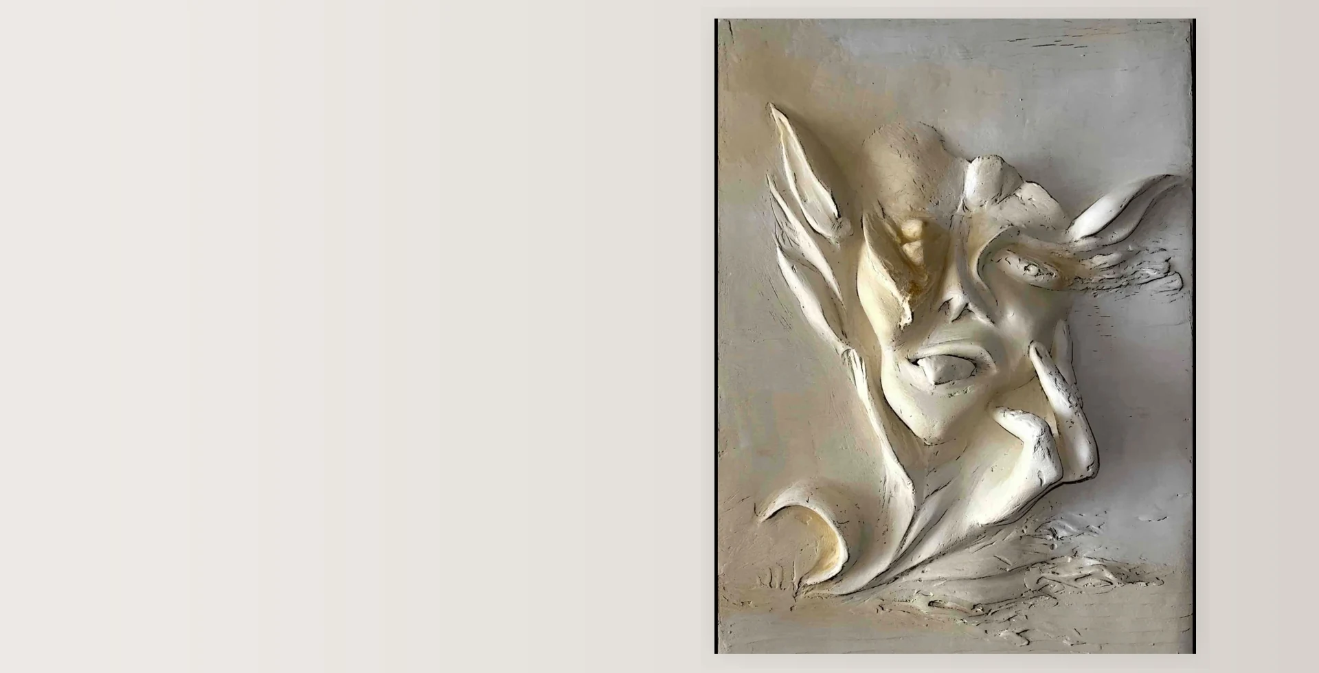 Original plaster relief in a wide gallery composition